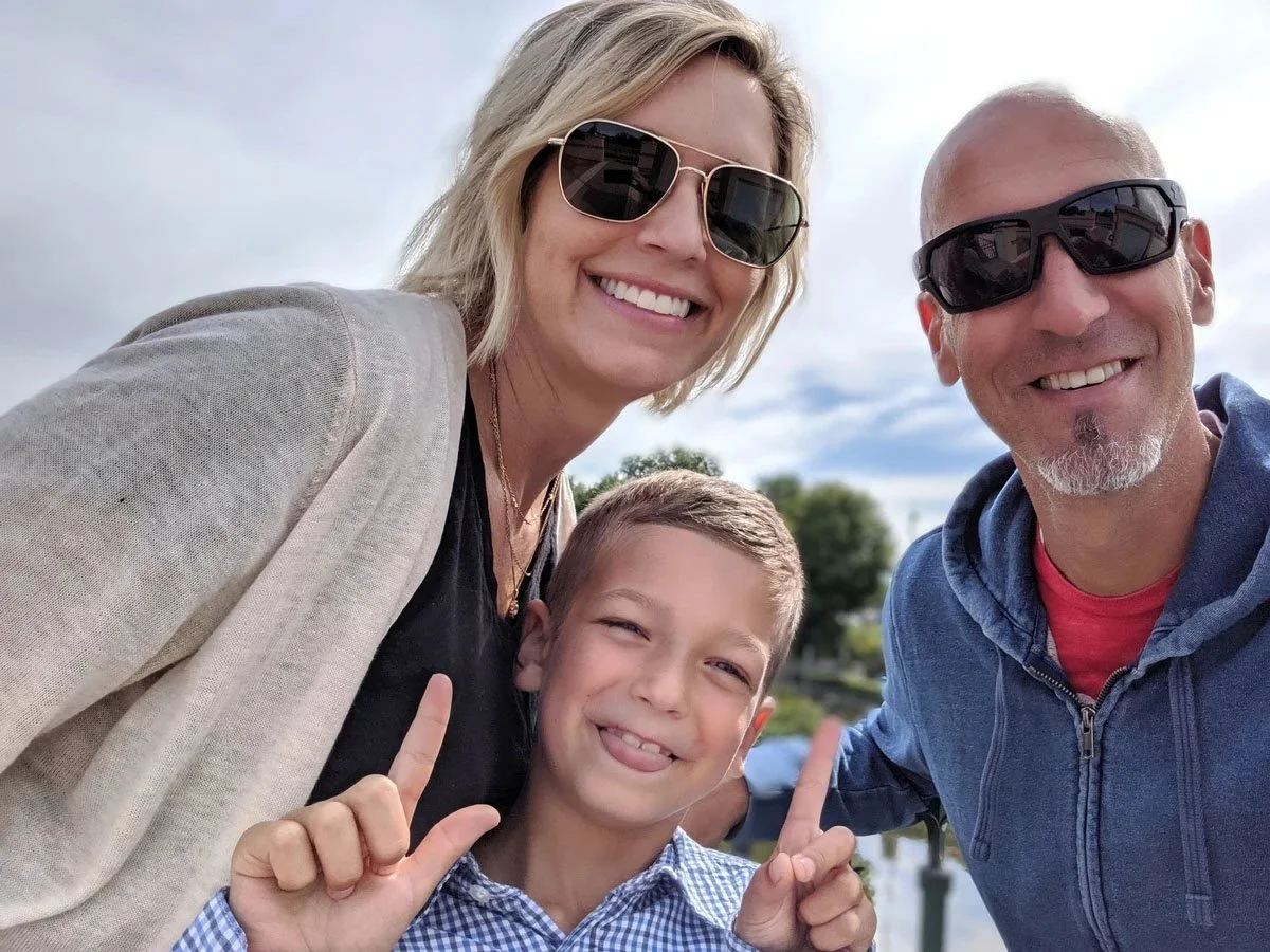 Mike Burns with his wife Alicia and son Mack